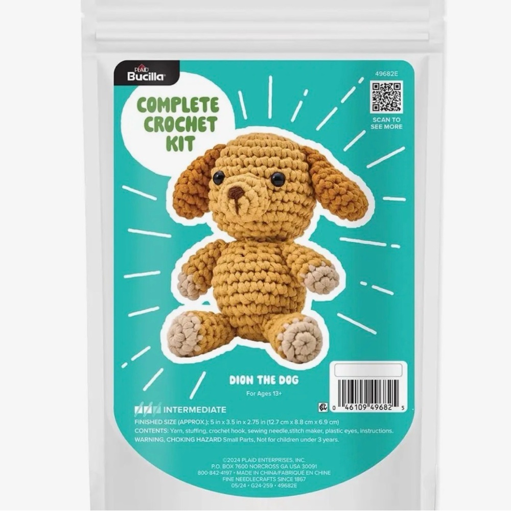 🆕 Kawaii Bucilla Amigurumi Crochet Kit, Dion the Dog Plush